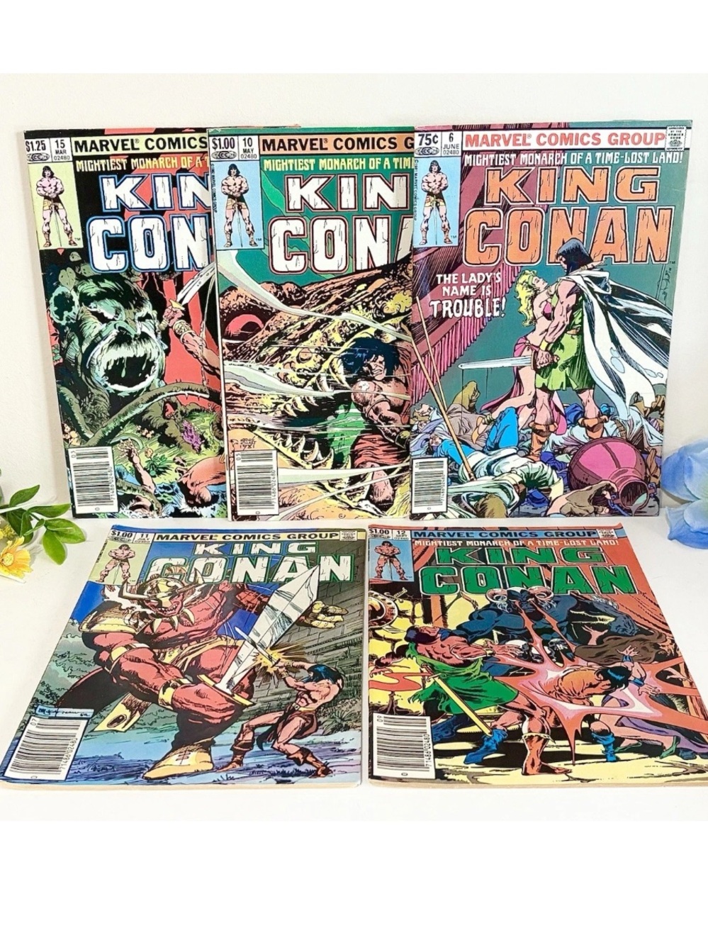 Vintage King Conan Comic Lot Set of 5 Retro Collectible Marvel Super Hero Books